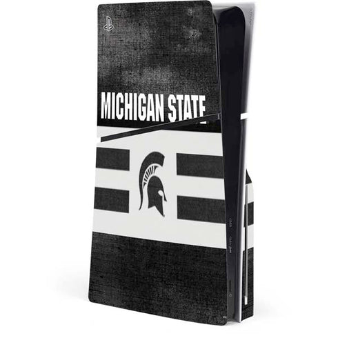 Michigan State University Black and White Stripes PlayStation PS5 Skins